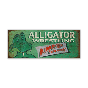 Vintage Gator Wrestling Sign