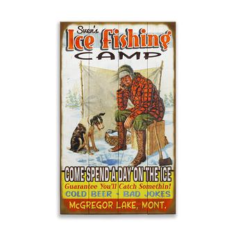 Ice Fishing Camp Vintage Sign