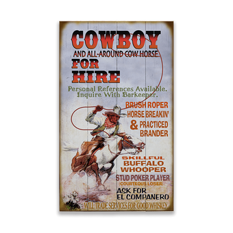 Cowboy for Hire Sign