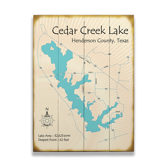 Cedar Creek Lake Texas Map Sign