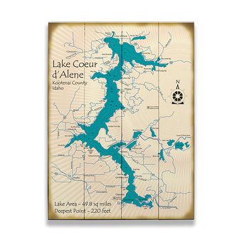 Lake Coeur d'Alene Idaho Map Sign