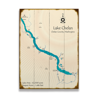 Lake Chelan Washington Map Sign