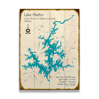 Lake Martin Alabama Map Sign