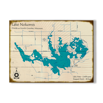 Lake Nokomis Wisconsin Map Sign