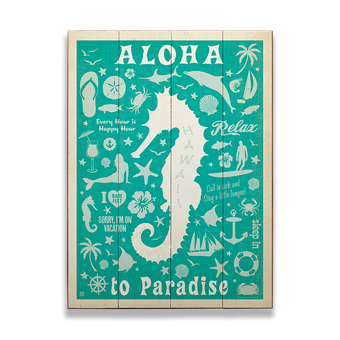 Aloha Seahorse Turquoise Sign