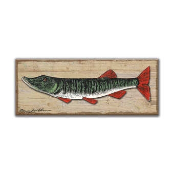 Muskie Fish Metal and Wood - Sign