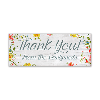 Thank You - Spring Flowers Wood Sign