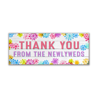 Thank You - Groovy Blooms Wood Sign