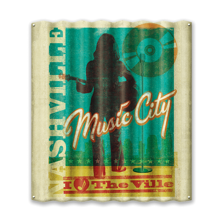 Nashville Music City Woman Corrugated Sign - Music City Woman