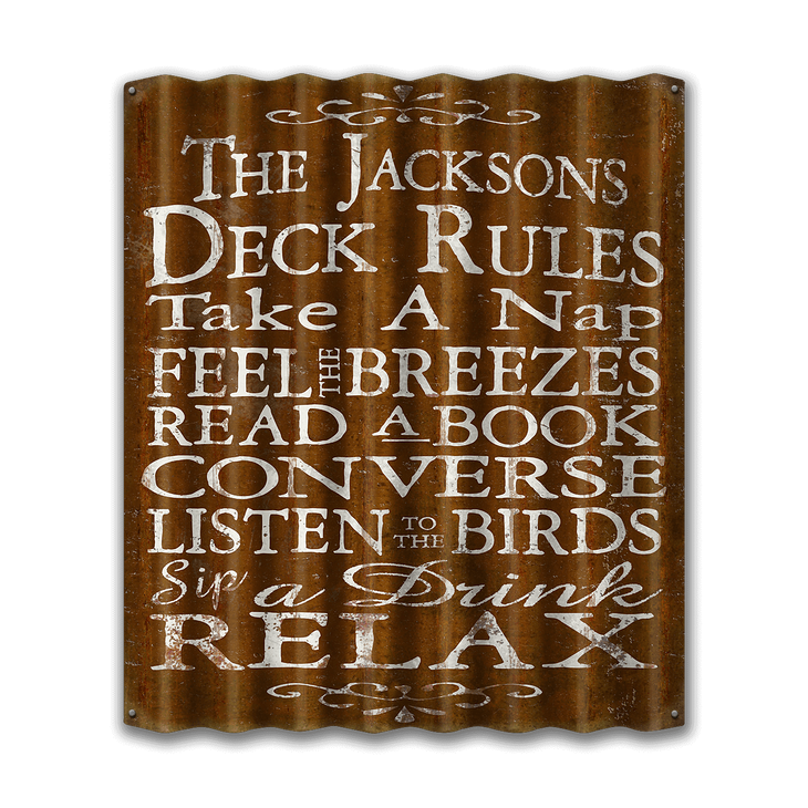 Deck Rules Corrugated Sign - Deck Rules Corrugated Sign