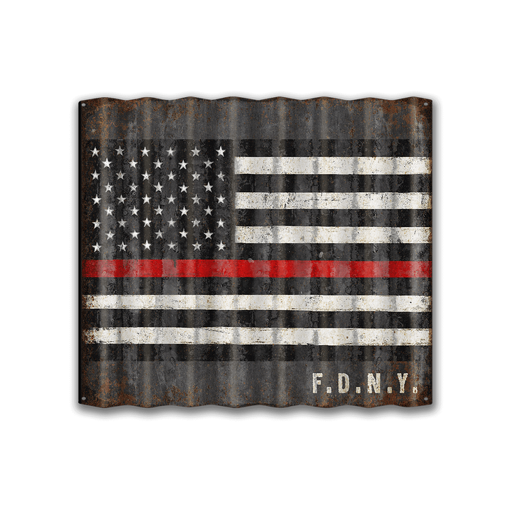 Large Corrugated US Firefighters Flag - Large Corrugated US Firefighters Flag