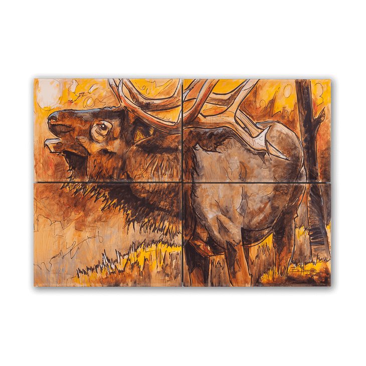 Afternoon Elk 4 Piece Box Art - Afternoon Bull Elk Box Art
