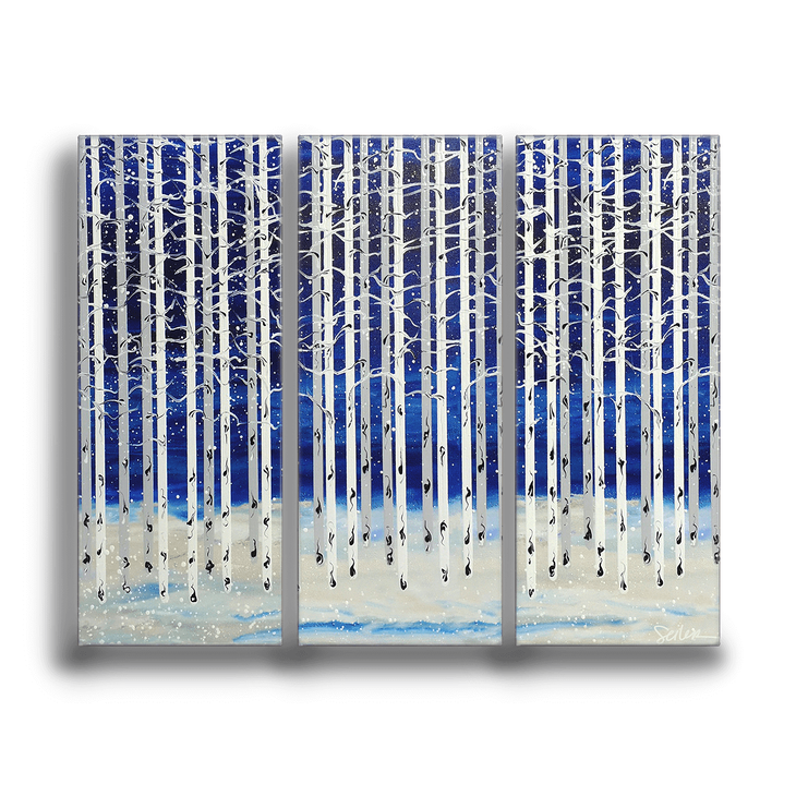 Winter Aspen Trees 3-Panel Box Art - Winter Aspen Trees 3 Panel Box Art