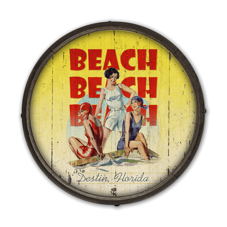 Beach Beach Beach - Barrel End Wooden Sign - Beach Beach Beach