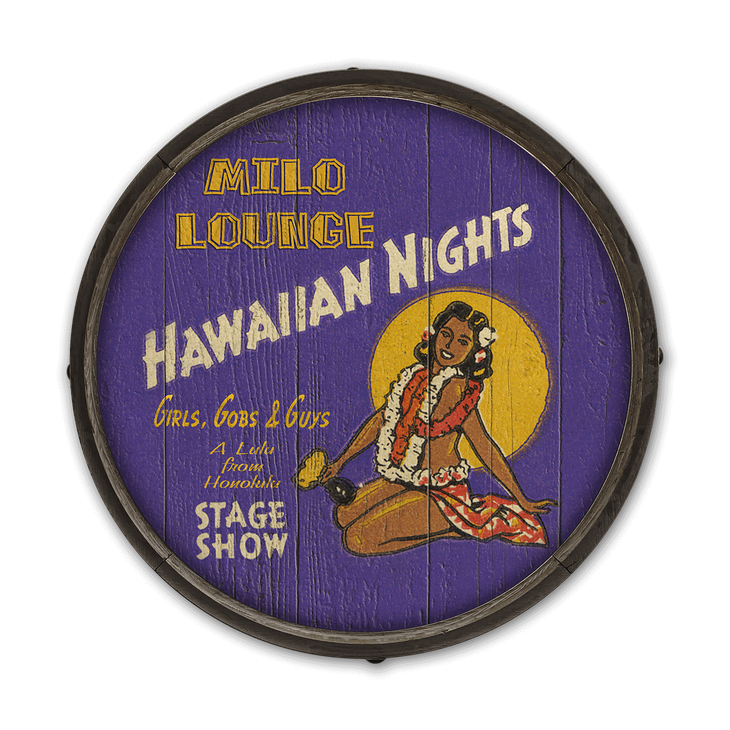 Hawaiian Nights Barrel End Wooden Sign - Hawaiian Nights