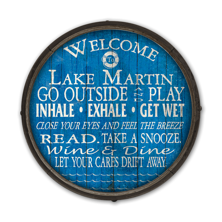 Welcome to the Lake - Barrel End Wooden Sign - Welcome to the Lake