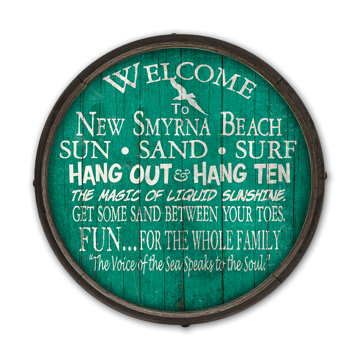 Welcome To The Beach - Barrel End Wooden Sign - Welcome To The Beach
