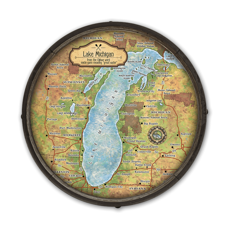 Historic Lake Michigan Vintage Map - Historic Lake Michigan Vintage Map
