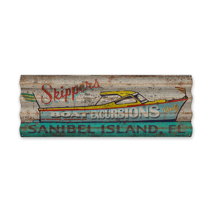 Skippers Boat Excursions Corrugated Sign - Skippers Boat Excursions