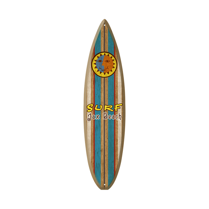 Vintage Stripes and Sun - Surfboard Wooden Sign - SUN SURFBOARD