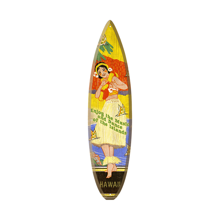 Butterfly Hula Girl - Surfboard Wooden Sign - BUTTERFLY LADY SURFBOARD