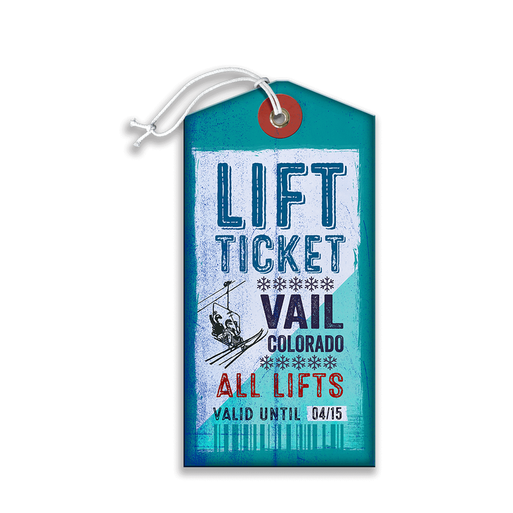 Chairlift Skiers Lift Ticket - Skiers on a Lift� Ticket