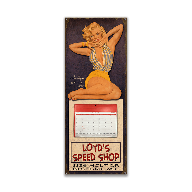 Pin-Up sign with Calendar - Marilyn Monroe sign with attachable calendar