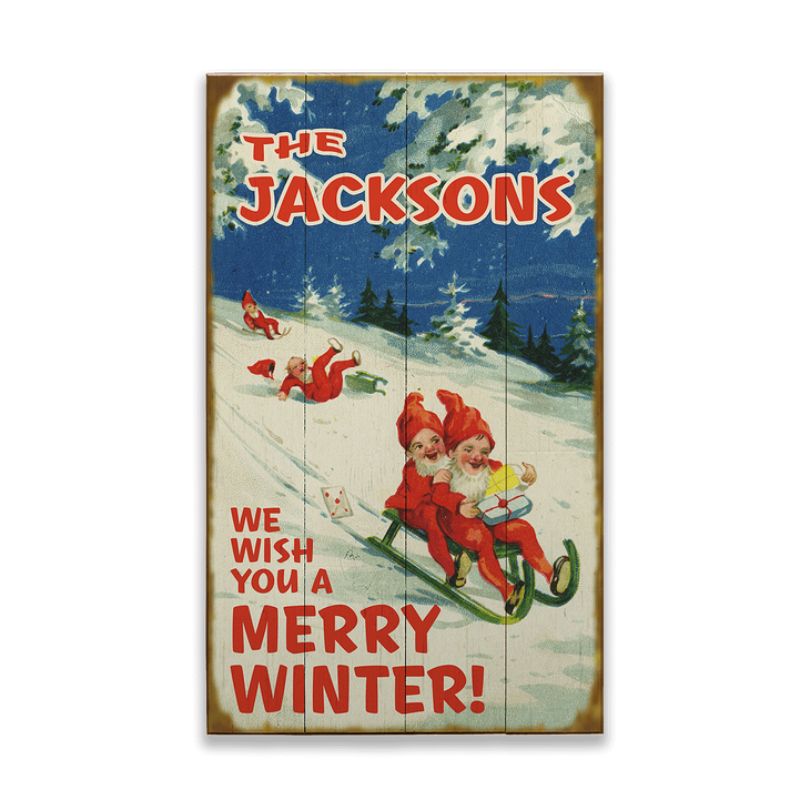 We Wish You a Merry Winter Sleding Sign - We Wish You a Merry Winter Sleding Sign