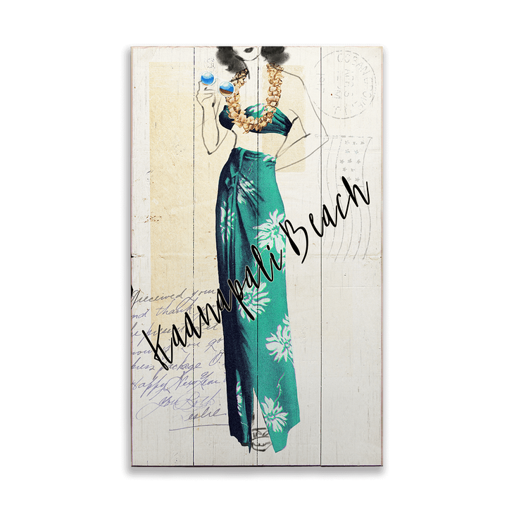 Fashionable Muumuu Postcard Series Sign - Green Floral Hawaiian Outfit