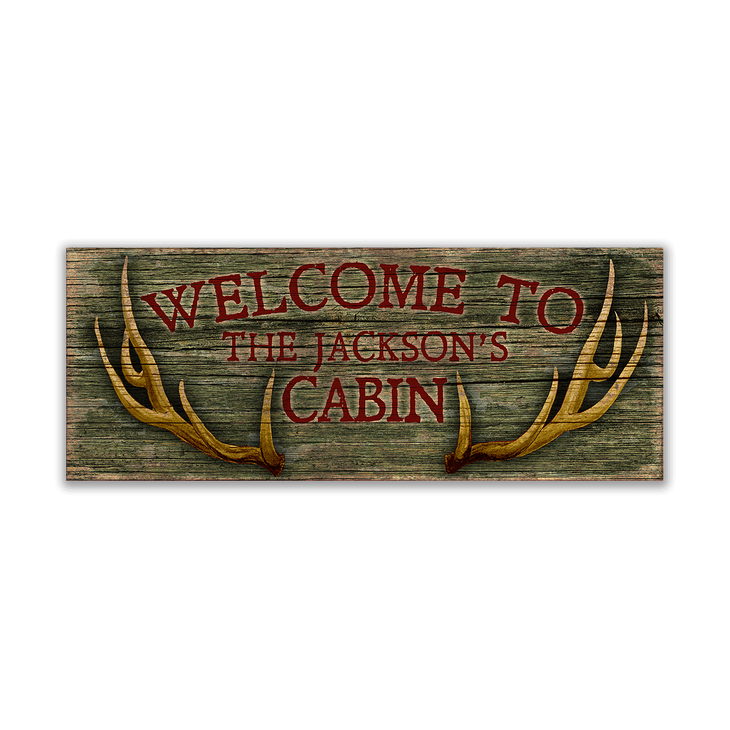 Welcome to the Cabin (Antler) Sign - Welcome to the Cabin