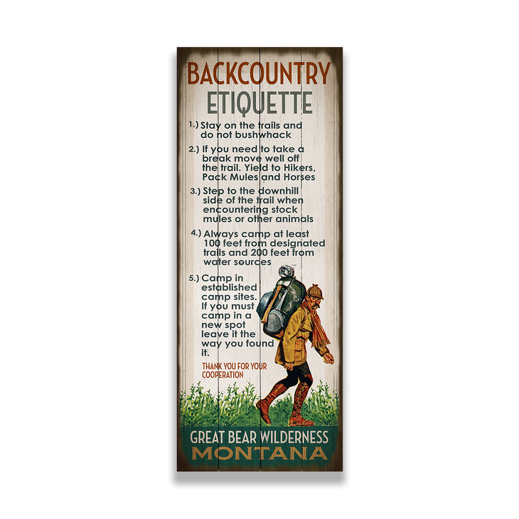 Backcountry Etiquette Camping Sign - Backcountry Etiquette Camping Sign