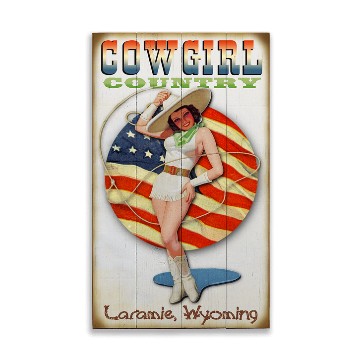 Pinup Cowgirl Country Sign Old Wood Signs