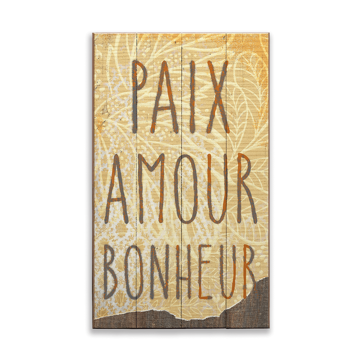 Paix Amour Bonheur Vintage Sign - Paix Amour Bonheur Vintage Sign