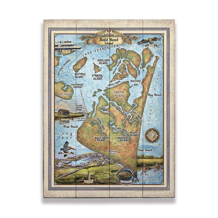 Historic Bald Head Island NC Vintage Map - Bald Head Island, NC