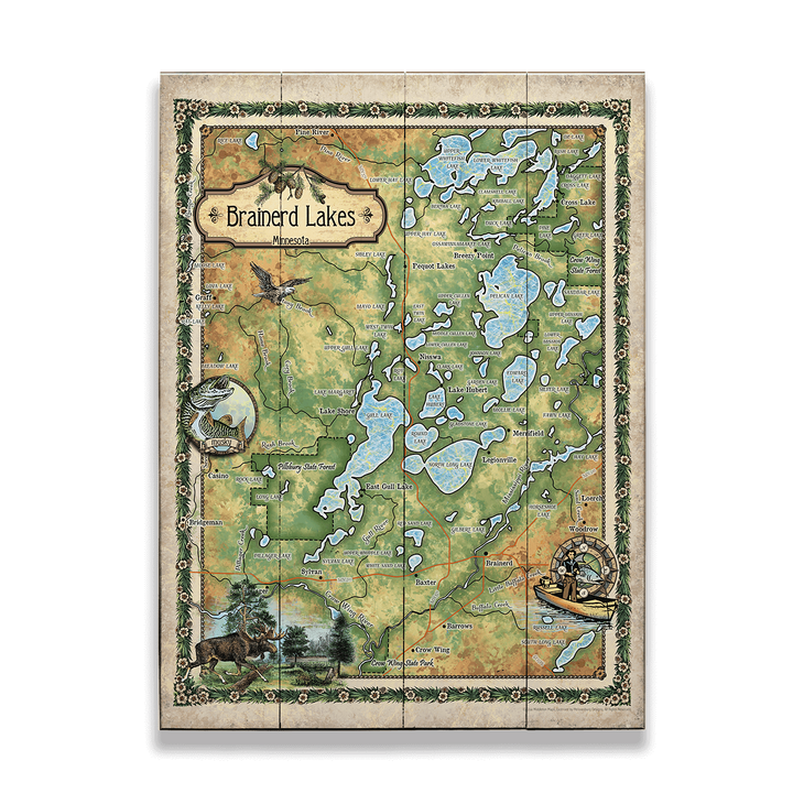 Brainerd Lakes, Minnesota Vintage Map - Brainerd Lakes, Minnesota Vintage Map