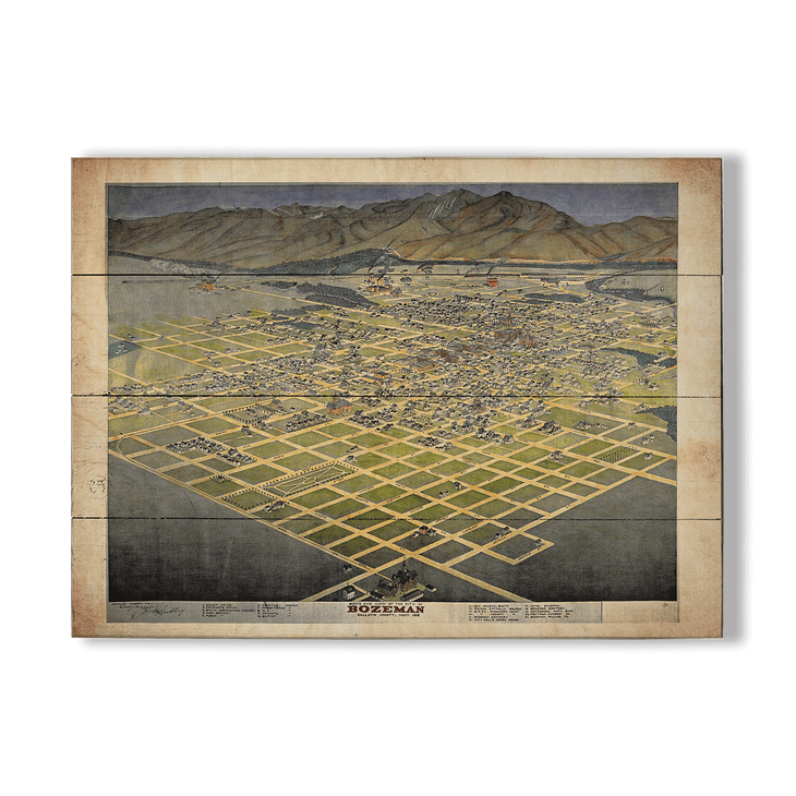 Historic Vintage Map of Bozeman Montana - Map of Bozeman