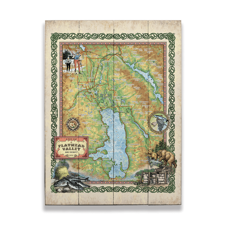 Historic Flathead Valley Montana Vintage Map - Flathead Valley Montana