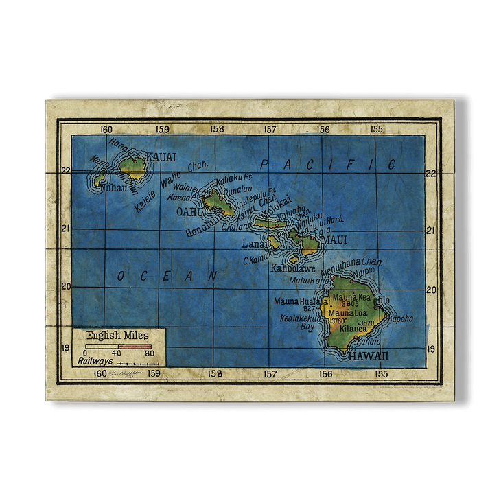 Vintage Map of the Hawaiian Islands - Vintage Map of the Hawaiian Islands