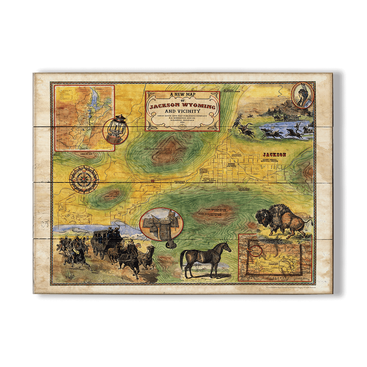 Historic Vintage Map of Jackson Wyoming - Map of Jackson Wyoming