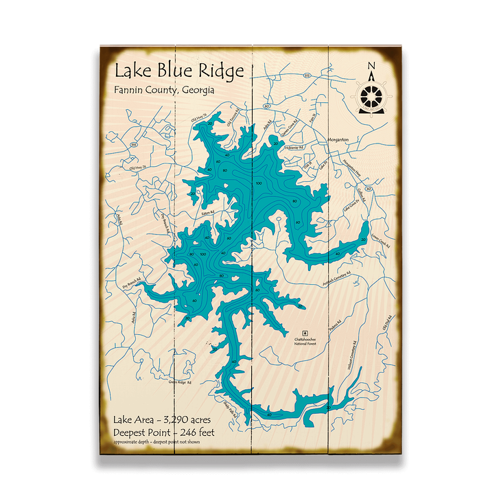 Blue Ridge Lake Georgia Map Sign - Blue Ridge Lake Georgia Lake Map