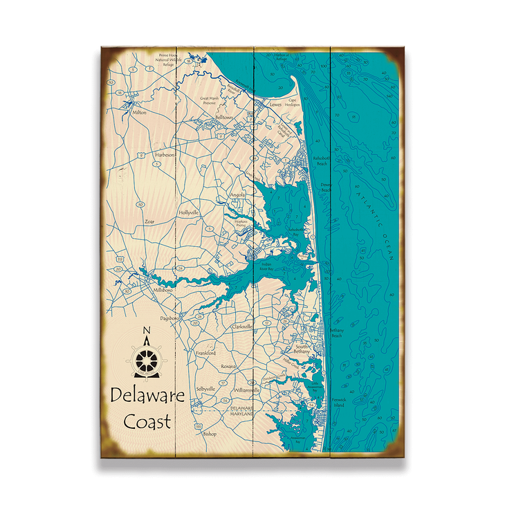 Delaware Coast Map Sign - Delaware Coast