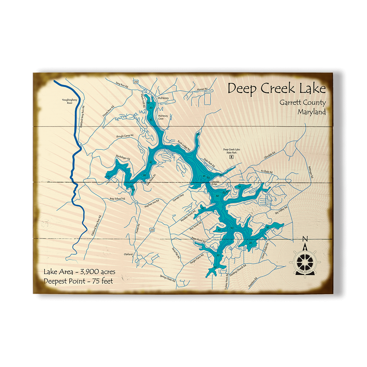 Deep Creek Lake Maryland Map Sign - Deep Creek Lake, MD