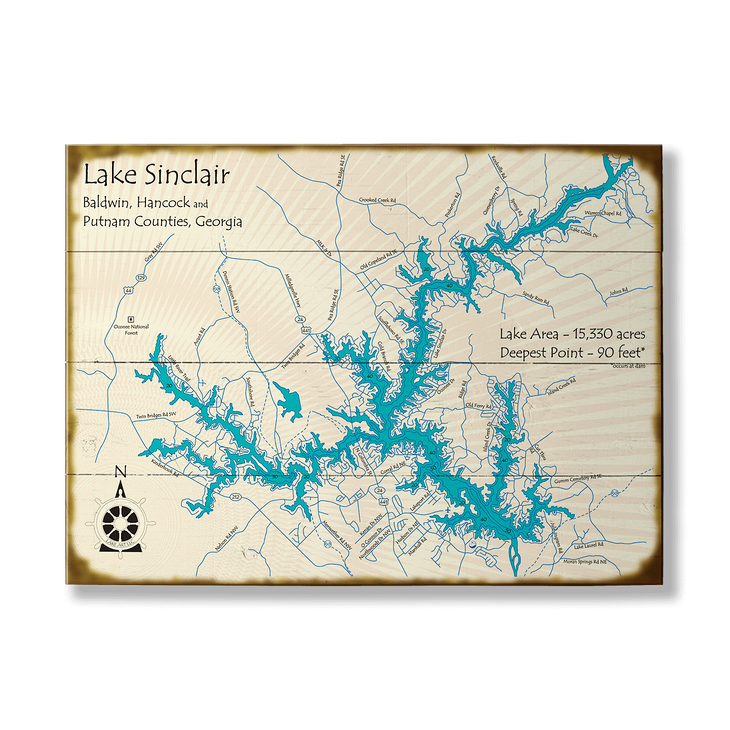 Lake Sinclair Georgia Map Sign - 