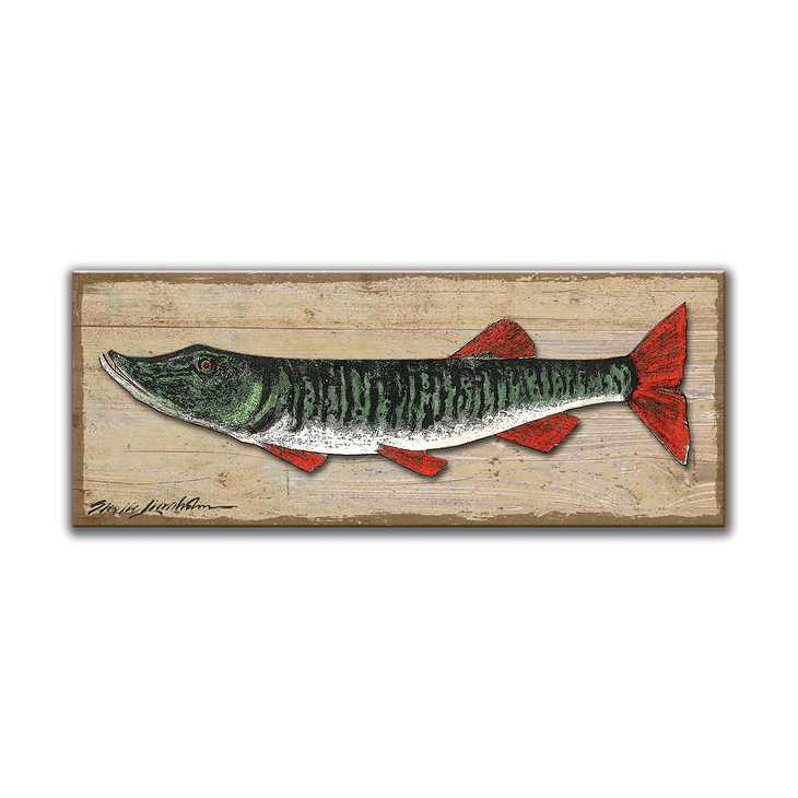 Muskie Fish Metal and Wood - Sign - Muskie