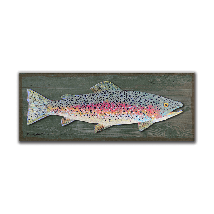 Rainbow Trout Metal and Wood - Sign - Rainbow Trout