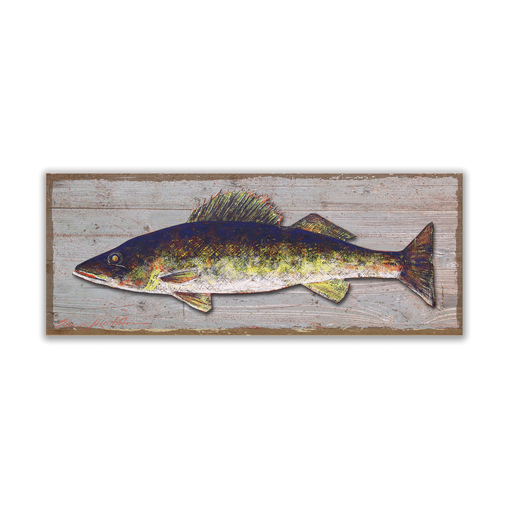 Walleye Fish Metal and Wood - Sign - Walleye