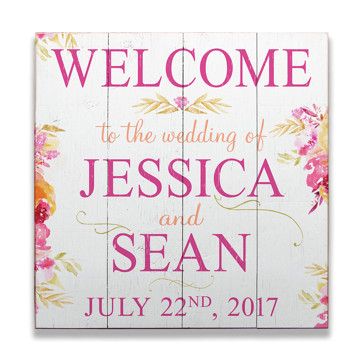 Welcome to the Wedding - Watercolor Garden Wood Sign - Welcome to the Wedding - Watercolor Garden Wood Sign